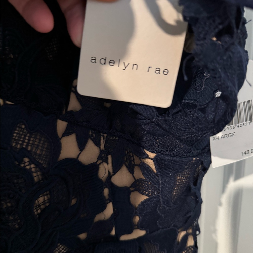 Adelyn Rae Navy Floral Lace Mini Dress - Picture 4 of 16